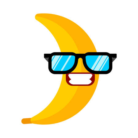 Banana with glasses isolated. Banana cool vector illustrationのイラスト素材