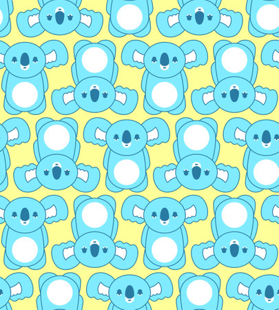 Koala cartoon pattern seamless. Australian marsupial bears background. vector textureのイラスト素材