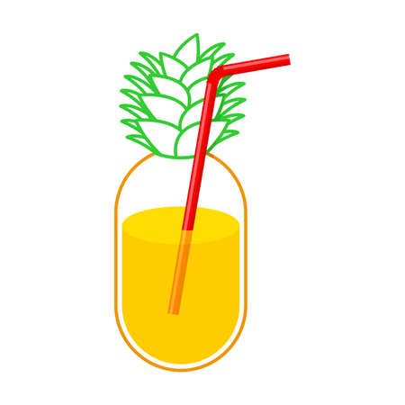 Fresh Pineapple juice with Beverage tube. vector illustrationのイラスト素材