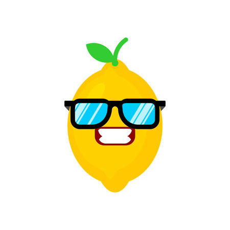 Lemon with glasses isolated. Fruit cool vector illustrationのイラスト素材