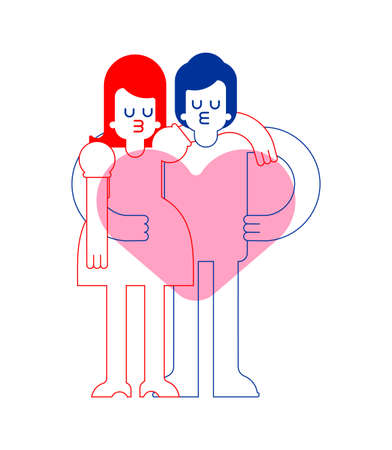 Couple in love. Feeling Love. vector illustrationのイラスト素材