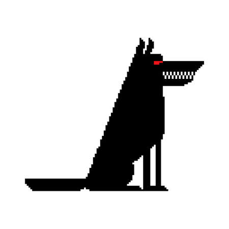 Wolf pixel art. Wild forest predator 8 bit. vector illustrationのイラスト素材