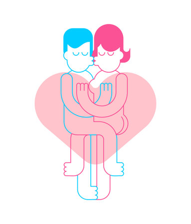 Couple in love. Feeling Love. vector illustrationのイラスト素材