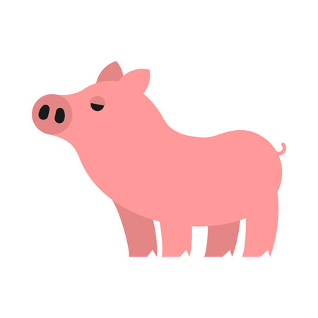Piglet isolated. Pink Pig. Farm animal vector illustrationのイラスト素材