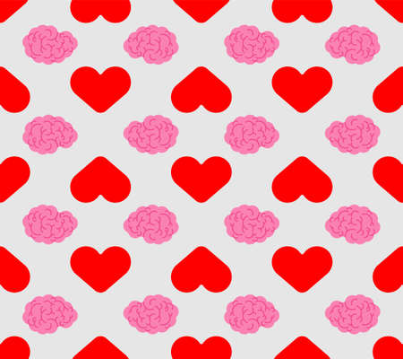 Heart and brain pattern seamless. vector background