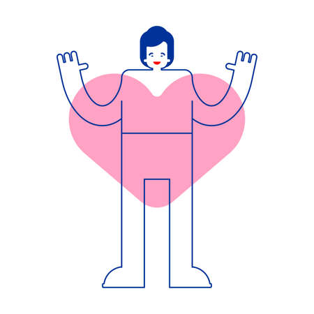 Man in love. guy with heart. vector illustrationのイラスト素材