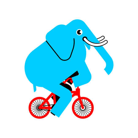 Elephant on bicycle. animal is riding bicycle. Cartoon childrens illustrationのイラスト素材