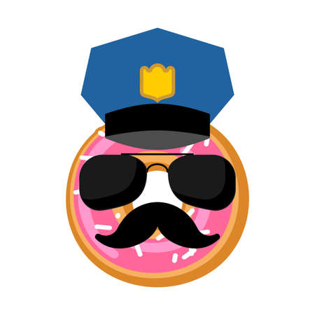 Donut cop isolated. Donut police officer. vector illustrationのイラスト素材