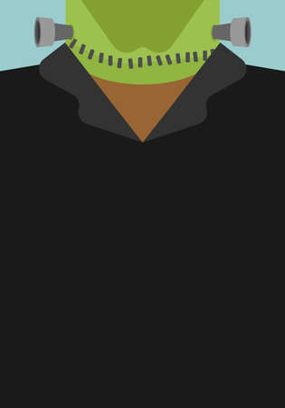 Banner Frankenstein costume for halloween party backdrop. All Hallows Eve background. Place for textのイラスト素材