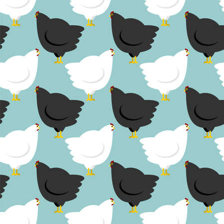 Hen pattern seamless. Chicken background. Farm bird texture.のイラスト素材