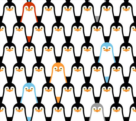 Penguin pattern seamless. flightless seabird background. vector texture. Baby fabric ornamentのイラスト素材