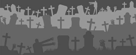 Cemetery pattern seamless. halloween background. All Hallows Eve background.のイラスト素材