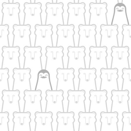 Polar bear and penguin pattern seamless. Beast background. Antarctica texture. Baby fabric ornamentのイラスト素材