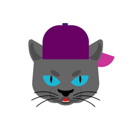 Cat Gangsta face. Angry pet muzzle. Animal bully member of gang of street criminalsのイラスト素材