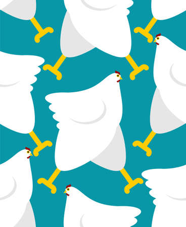 Cartoon Hen pattern seamless. Chicken background. Farm bird texture.のイラスト素材