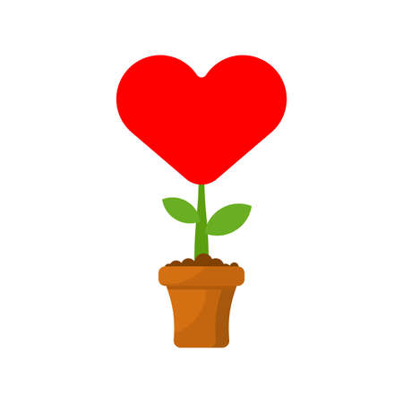 Heart in flower pot. concept Love and relationshipsのイラスト素材