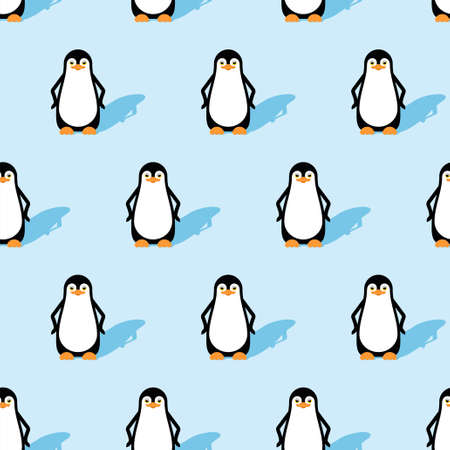Penguin pattern seamless. flightless seabird background. vector texture. Baby fabric ornamentのイラスト素材