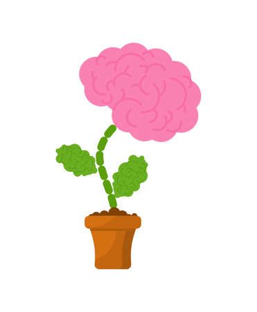 Brain in flower pot. concept education and Intellectのイラスト素材