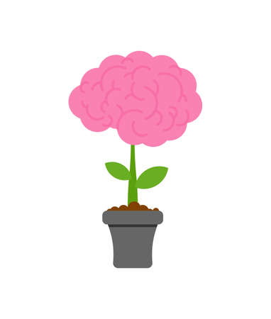 Brain in flower pot. concept education and Intellectのイラスト素材