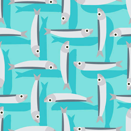 Herring pattern seamless. fish background. Baby fabric ornamentのイラスト素材