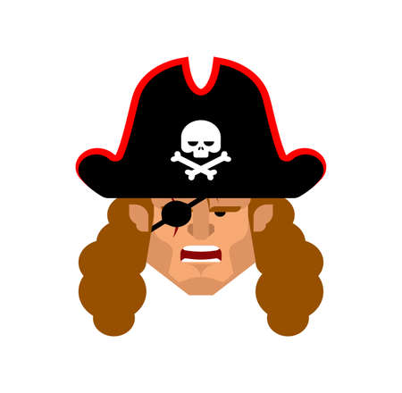 Pirate head isolated. Filibuster face. vector illustrationのイラスト素材