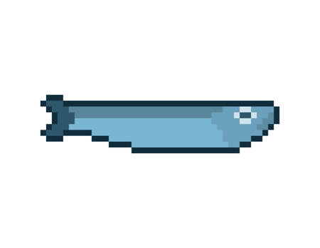 Herring pixel art. Fish pixelated 8 bit. vector illustrationのイラスト素材