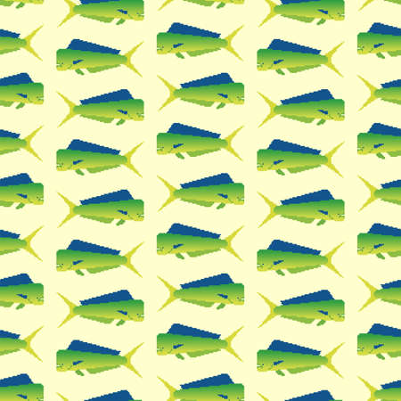 Dorado fish pixel art pattern seamless. 8 bit Mahi Mahi pixelated. vector textureのイラスト素材