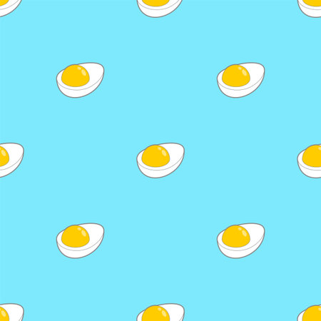 Boiled egg pattern seamless. Half an egg background. food vector textureのイラスト素材