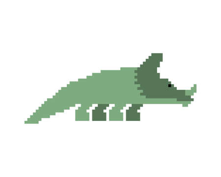 Styracosaurus pixel art dinosaur. pixelated Ancient animal. 8bit Dino prehistoric monster. Beast is Jurassic periodのイラスト素材