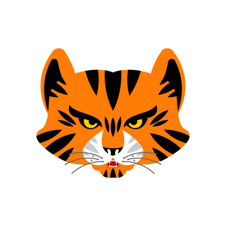 Tiger cartoon isolated. Big wild striped cat vector illustrationのイラスト素材