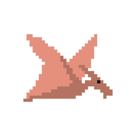 Pterodactyl pixel art dinosaur. pixelated Ancient animal. 8bit Dino prehistoric monster. Beast is Jurassic periodのイラスト素材