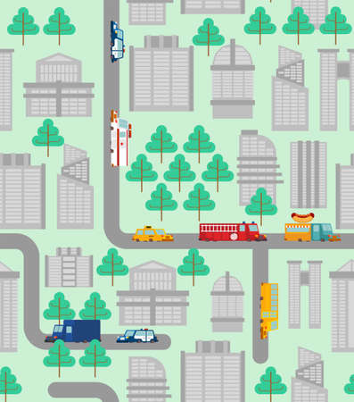 City pattern seamless. Town background. Baby fabric ornamentのイラスト素材