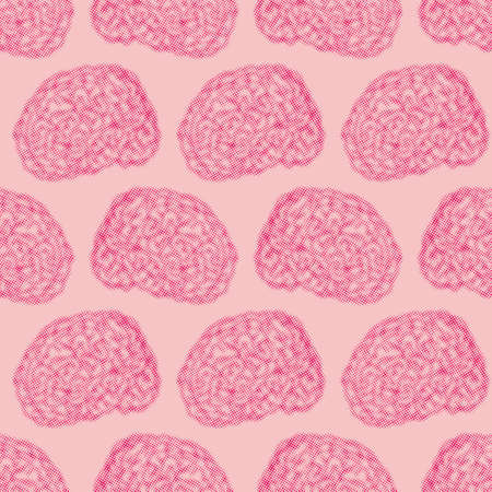 Brain halftone pattern seamless. Brains Pointillism backgroundのイラスト素材