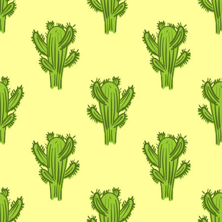 Cactus Hand drawing pattern seamless. Cactus in desert backgroundのイラスト素材