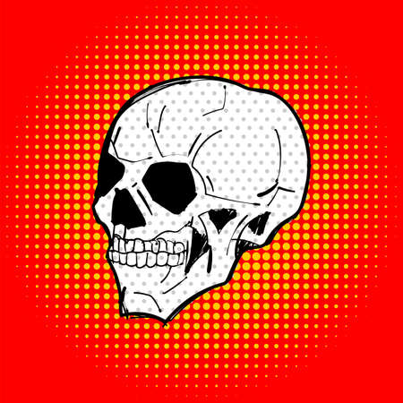 Skull pop art. head skeleton retro vector illustrationのイラスト素材