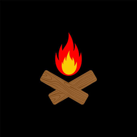 Bonfire icon. Firewood and fire sign. Vector illustrationのイラスト素材