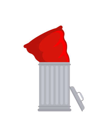 Santa bag in trash can. Throw away Christmas. Throw the holiday in trash. End of holidays concept.のイラスト素材