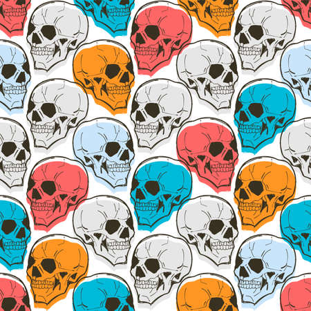 Skull pattern seamless. Skeleton head background. vector textureのイラスト素材
