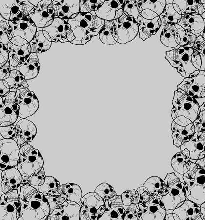 Skull frame. Skeleton head frame background. vector textureのイラスト素材