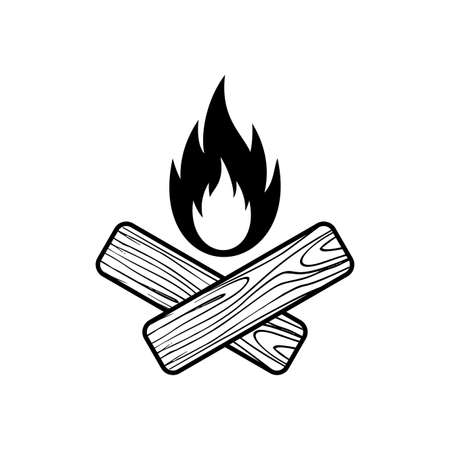 Bonfire icon. Firewood and fire sign. Vector illustrationのイラスト素材