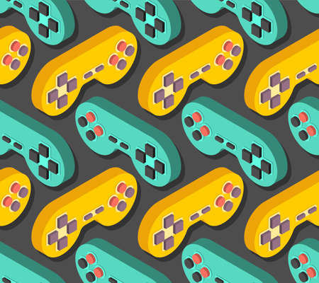 Joystick pattern seamless. Gamepad background. control knob video game textureのイラスト素材