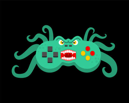Joystick monster isolated. Gamepad green monstrosity. disfigurement control knob video game