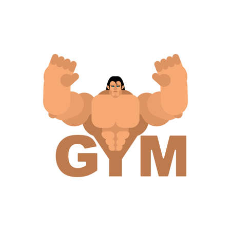 GYM logo. bodybuilder sign. Strong man and letters symbol.のイラスト素材