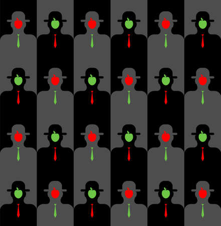 Son of man pattern seamless. man and apple on his face background. abstract art painting textureのイラスト素材