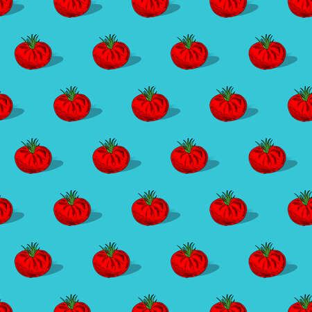 Tomato hand drawing pattern seamless. vegetable sketch background. vector textureのイラスト素材