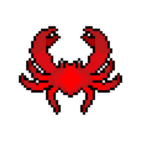 Crab pixel art. Sea cancer 8bit. Sea animal pixelated Vector illustrationのイラスト素材