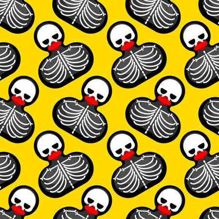 Rubber black duck pattern seamless. Children's toy background. baby fabric decorationのイラスト素材