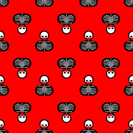 Rubber duck skeleton pattern seamless. Bone toy background. vector textureのイラスト素材