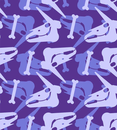 Unicorn skull pattern seamless. Magic horse with horn cranium background. vector textureのイラスト素材