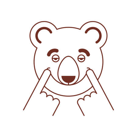 Bear smile. Beast counterfeit joy. Bear Stretch smile with your fingers.のイラスト素材